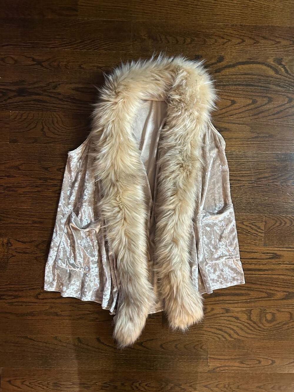 Origami by Vivien Faux Fur Trim Vest Size S/M Taupe